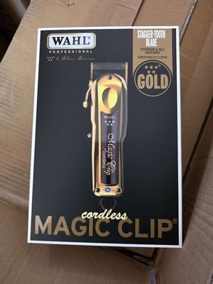 Wahl Professional 5-Star Cordless Gold Magic Clip Hair Clipper 8148-700 w/ Stand