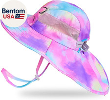Kids Sun Hat UV Protection Summer Beach Play Hats Wide Brim Neck Flap for Girls