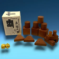 Vintage Sky High x Skor-Mor Wood Block Stacking Balancing Game READ Original Box