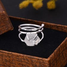 Herkimer Diamond Spiral Band Ring Sterling Silver Statement Rings Jewelry