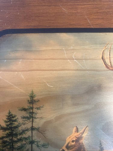 Vintage Wooden Hat Coat Rack Deer Painting Cottage Cabin Lodge Pegs Art Print - Picture 10 of 11