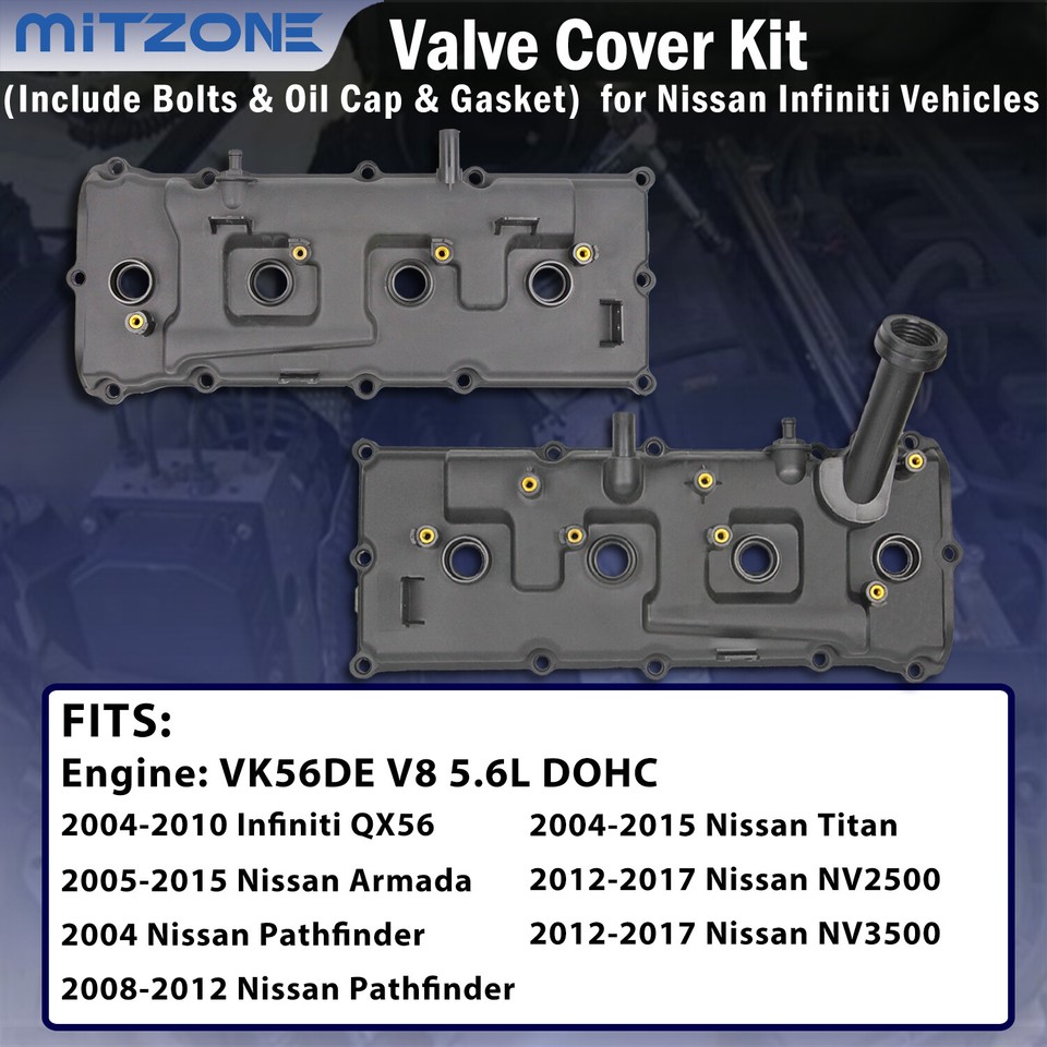 Aluminum Red Valve Cover Set for Nissan Armada/Titan/Pathfinder/QX56 5