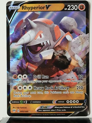 HOLO Rhyperior V 095/189 NM - Darkness Ablaze Pokemon Card $2 Flat Shipping