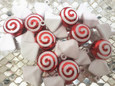 Christmas Holiday Red White Candy Cane Peppermint Ornaments Decor Set of 8