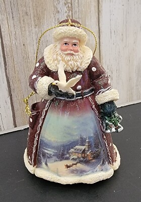 Vintage Thomas Kinkade Old World Frosty Moonlight Ride Santa