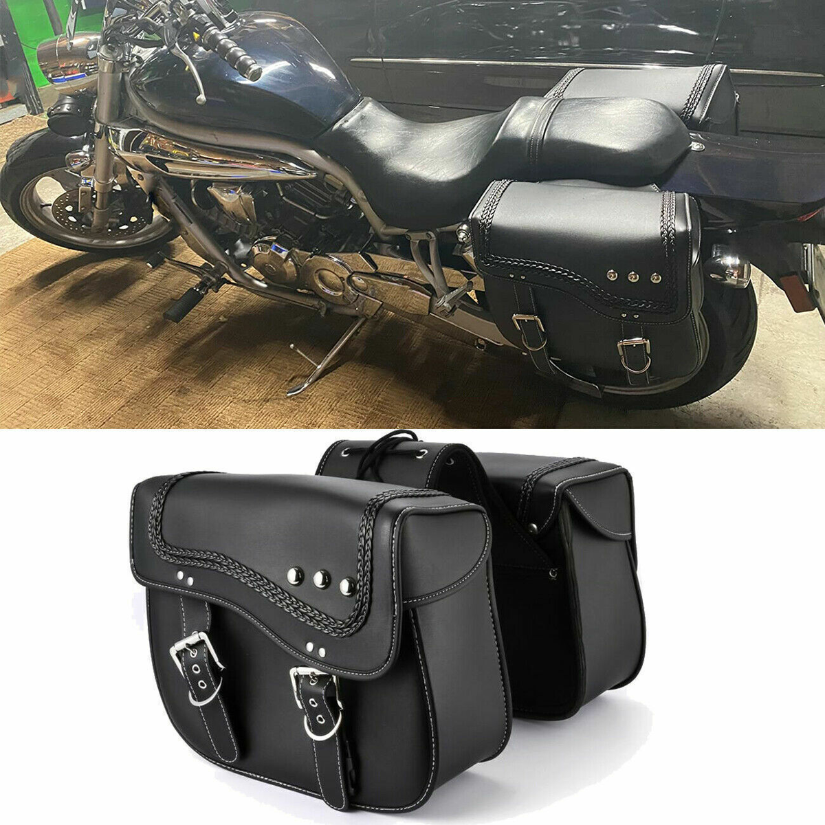 Rooha Motorcycle Swingarm Bag Saddlebags Side Tool Bag Pu Leather Luggage Saddle Bag Pouch For Harley Sportster Xl 883 1200 48 72