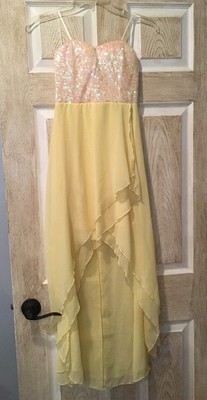 New Charlotte Russe Dress, SIZE XS, Short Front, Long Back, Yellow, Sequin  | eBay