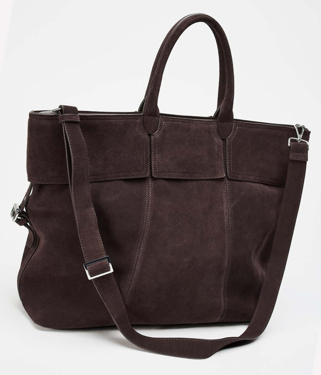 ZARA NEW WOMAN SPLIT SUEDE MAXI TOTE BAG BROWN 6000/510/700 ZARA NEW WOMAN SPLIT SUEDE MAXI TOTE BAG BROWN 6000/510/700