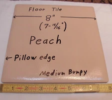 1 pc. Ceramic Floor Tile 8" X 8" *Peach - Salmon*  Pillow Edge, Bumpy Textured 