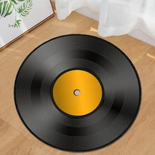 Vinyl Record Design Rug - Retro Music Round Carpet for Studio or Home