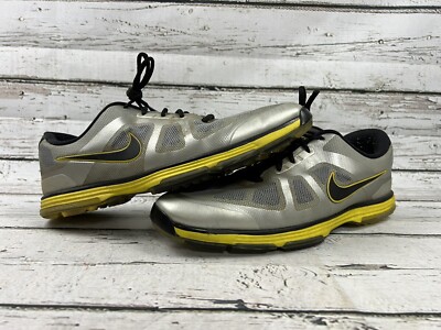 Nike Hyperfuse Lunarlon Men's Silver Yellow Spikeless Golf Shoes 483841-003 - 13