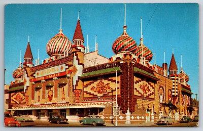 Vintage Postcard SD Mitchell Corn Palace Old Cars Chrome ~12583