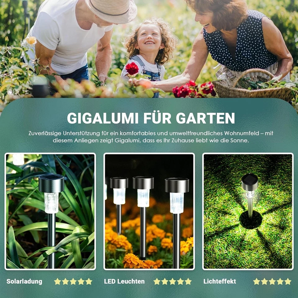 Luces solares de camino para exteriores, paquete de 12 luces solares mejoradas para exteriores, solares brillantes Foto 3 de 4