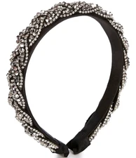NWT $30 Anna & Ava Beaded Braid Black Hairband Headband