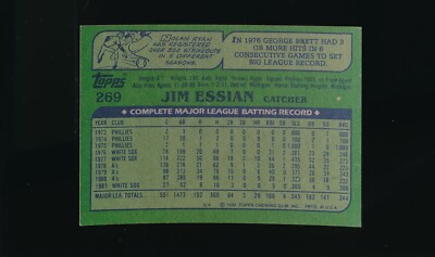 1982 Topps #269 Jim Essian * Catcher * Chicago White Sox * EX-MT