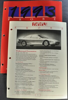 1993 Ford Probe Data Book Section Sheets GT Coupe Original 93