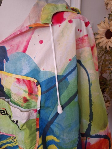 DESIGUAL Windbreaker 90s Lightweight Retro Poncho Splash Tie Dye - Picture 5 of 7