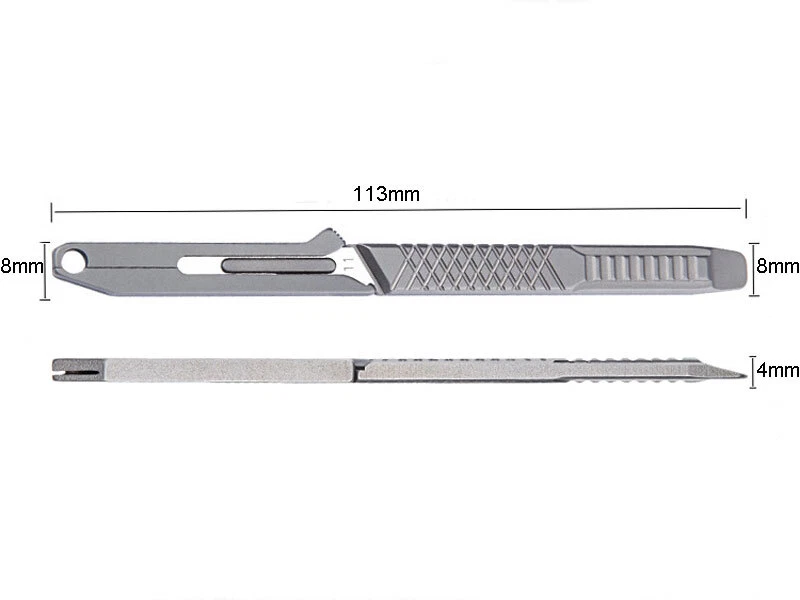 Nuevo cuchillo utilitario de titanio hoja de bisturí con funda palanca supervivencia al aire libre EDC Foto 4 de 4