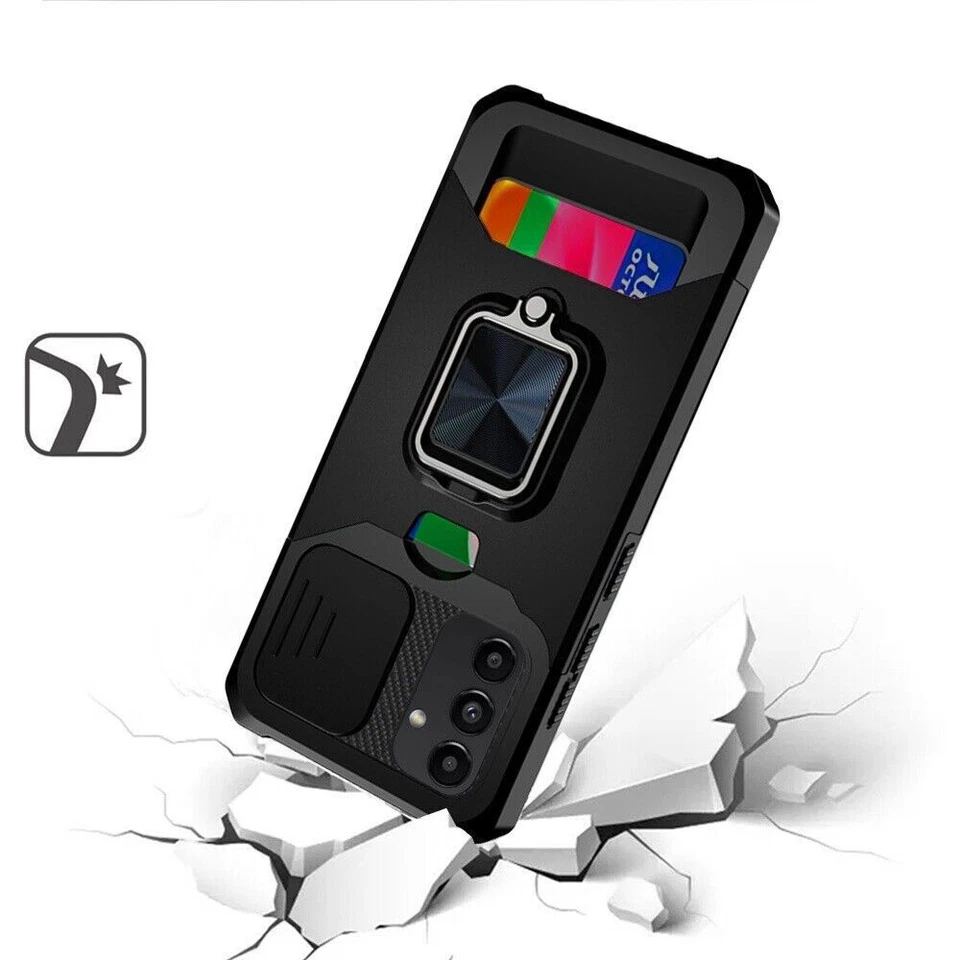 For Samsung Galaxy A14/A34/A54 Wallet Ring Holder Stand Slide Camera Card Case - Image 4 of 4