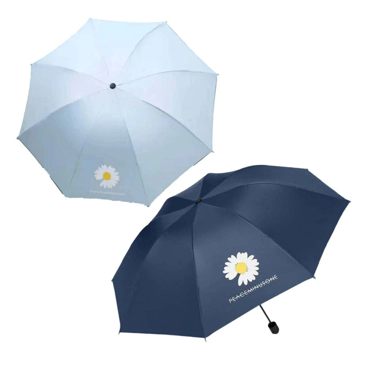 3 Fold Manual UV Plain Sun Rain Umbrella for Men Women Pack of 2