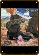 1978 NOCONA COWBOY BOOTS & RATTLESNAKE Vintge-Look DECORATIVE REPLICA METAL SIGN