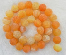 6/8/10/12mm Matte Orange Dream Fire Dragon Veins Agate Gem Round Loose Beads 15"