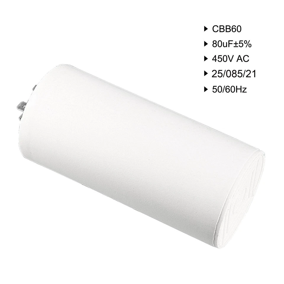 Condensateur Fonctionnement 80uF 450V Double Insert 50/60Hz 122x49mm pour Moteur - Photo 3/4