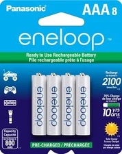 Eneloop AAA Rechargeable Batteries 8 Count Long Lasting 800mAh Pre Charged