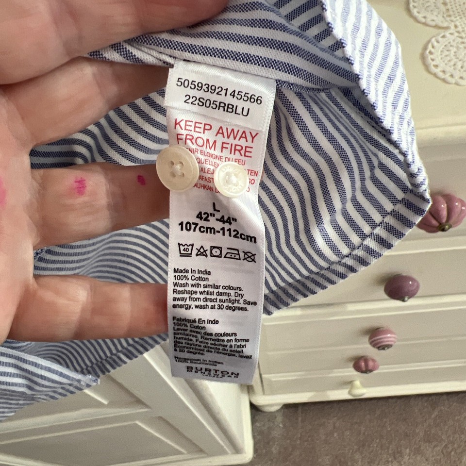 Men’s BNWT Burtons Light Blue Stripe Short Sleeved Sz L Shirt eBay