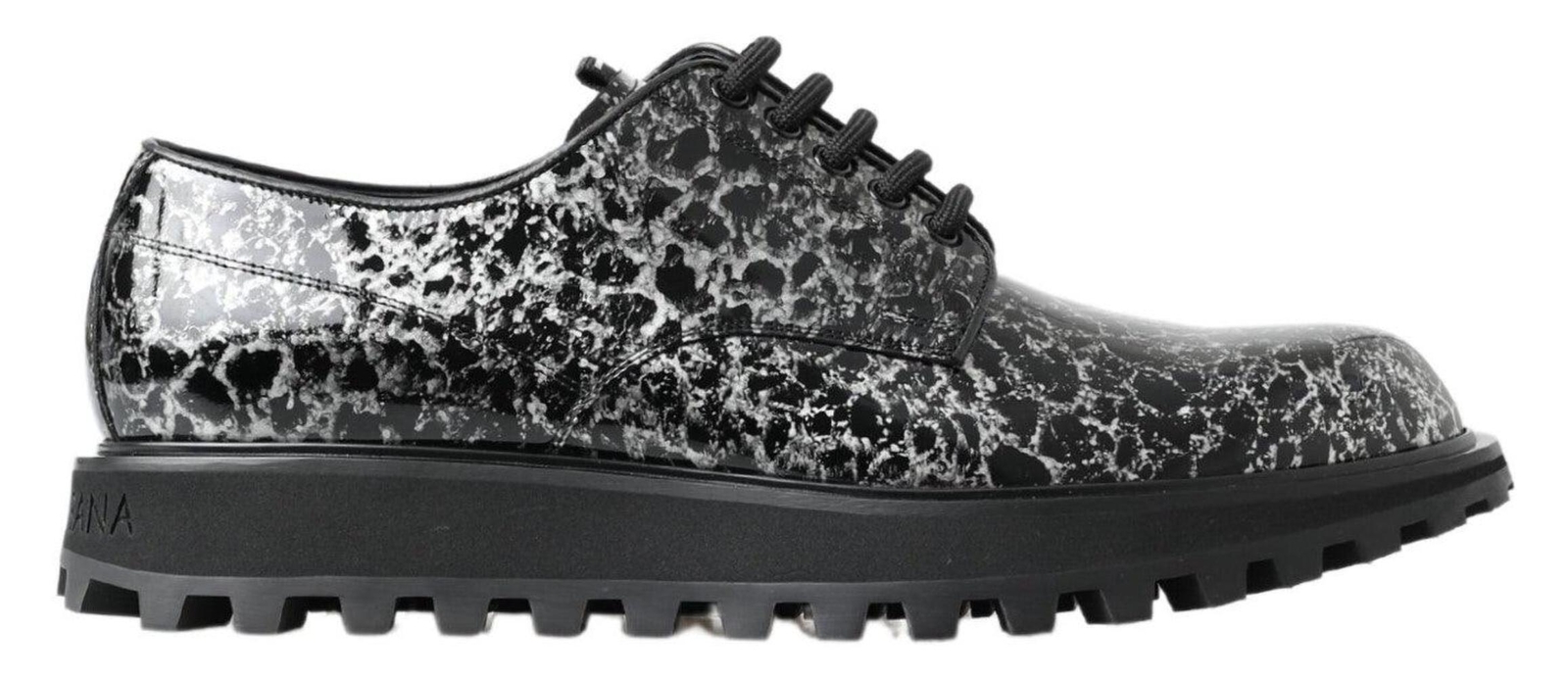 Dolce & Gabbana Black and White Patent Leather Derby Shoes