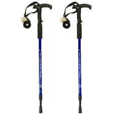 2 x BLUE ANTI-SHOCK  WALKING HIKING ADJUSTABLE STICK POLE WITH STRAIGHT HANDLE