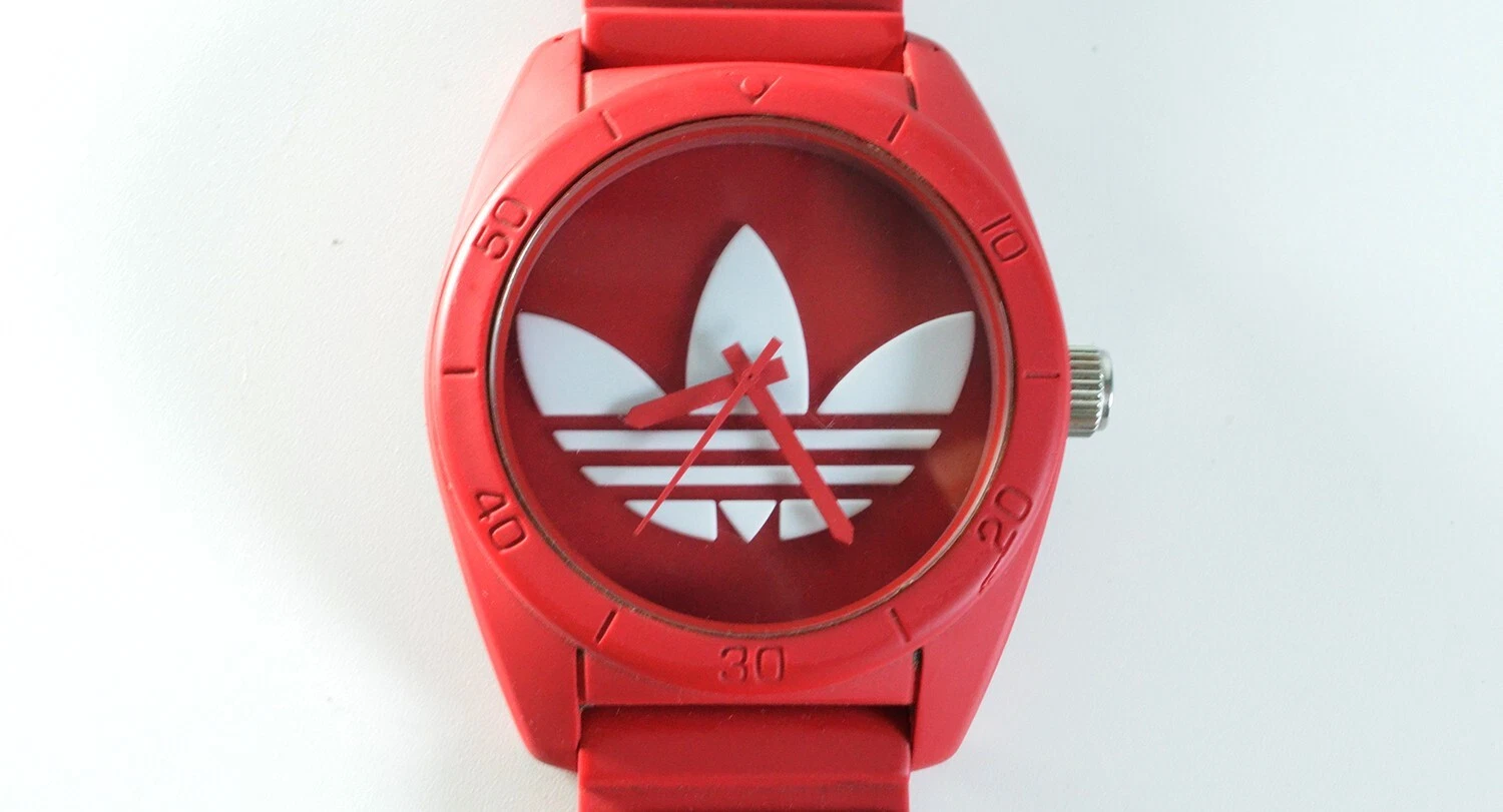 Adidas Santiago Quartz Adh6168 Watch Unisex Rubber Red White | eBay