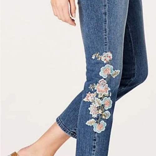 J Jill floral embroidered crop jeans sz 14P - Picture 7 of 12