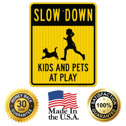 Slow Down Kids And Pets At Play Sign, Traffic Sign, - 第 48/71 張圖片