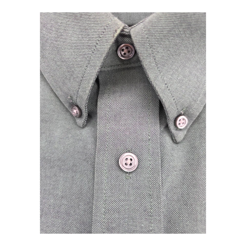 Camisa Bill Blass sin arrugas Oxford verde abotonada manga larga para hombre 18 34/35 Foto 3 de 4