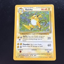 Pokemon TCG Raichu Holo Rare Card 14/102 Base Set LP Uk fast shipping 