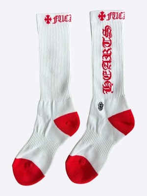 Chrome Hearts White & Red Script Logo Socks | eBay