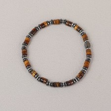 Natural Tiger Eye Hematite Stone Beads Healing Protection Men Stretch Bracelet