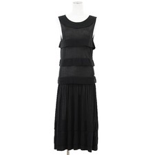 CHANEL 06P P28522 Tiered Dress Sleeveless Women Size 40 Black Made in France