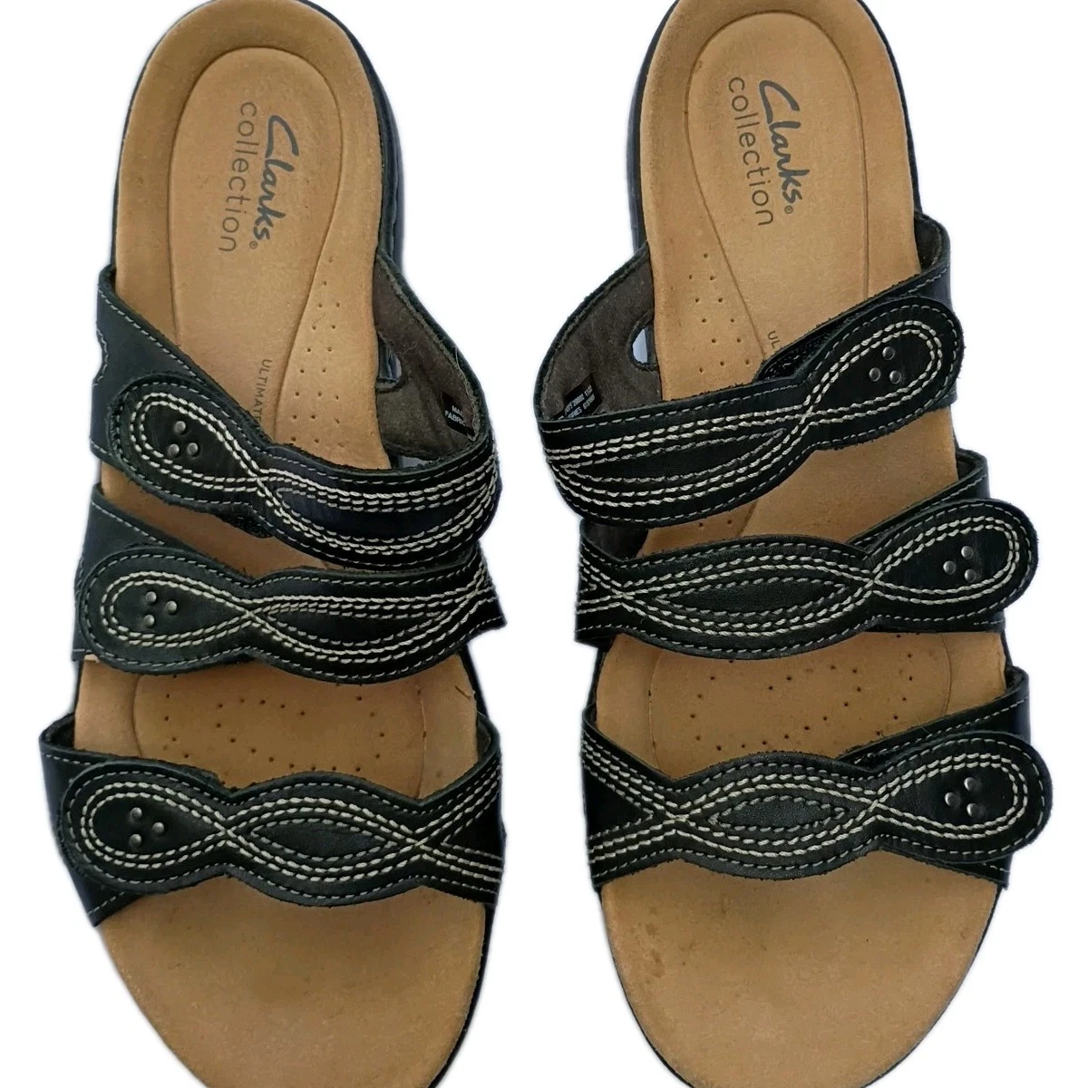 Clarks sandalo donna nero con cinturino taglia 10 spiaggia estivo