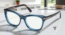 Tom Ford FT5909 B 092 Plastic Blue Other 53 mm Women's Eyeglasses