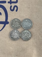 George V Silver Threepence 3d Coins Lot of 4 - 1933, 1935, 1936 - LOWEST PRICE