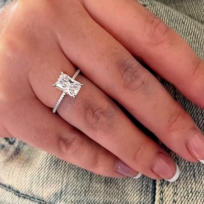 Premium Radiant Ring 1,75 Karat 18 Karat Weißgold CVD Diamant Lab Grown IGI E...