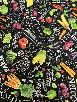 Timeless Treasures 2 YDS x 44  Cotton Fabric Farmer s Market Vegetable Print