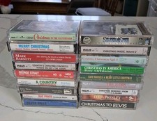 Christmas Cassette Tapes Lot Of 18 Vtg Country Elvis Judds Cash Orbison Others