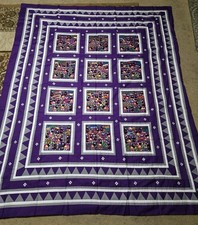LARGE 6X9 FEET Handmade Hmong Embroidered Quilt   Authentic Textile RARE/LIMITED