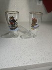 2 Vintage German Beer Boot Glasses  0.5L Gold Rim Dachshund & Cyclist Designs — photo 1