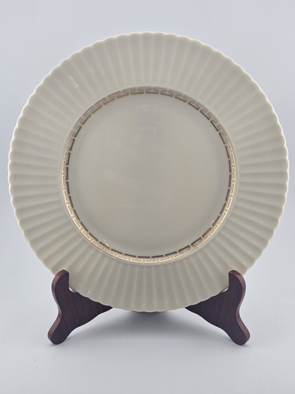 Vintage Lenox Cretan Salad Plate 8” Ivory Gold Greek Key Fluted USA