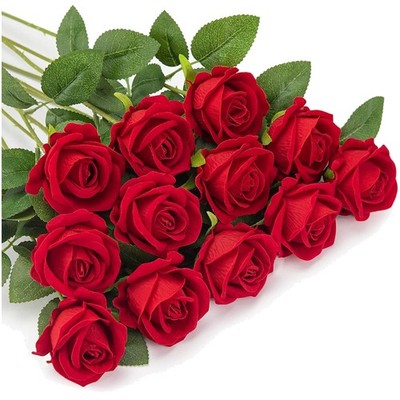 Künstliche Rosen Blumen Dekoration Hochzeit Tafelgarten Deko Flanell Rot