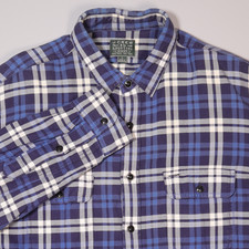 J Crew Sporting Goods Outdoor Long Sleeve BLue Plaid Flannel Shirt Men's Large